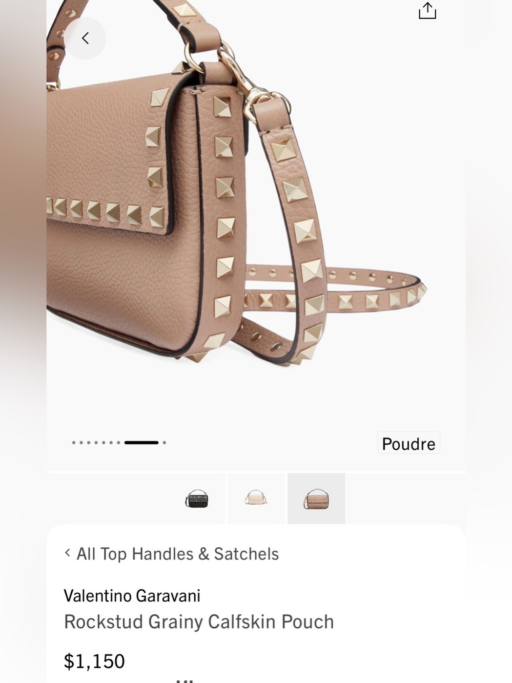 Valentino Poudre Rockstud Shoulder Bag with Gold Studs w Box 100% authentic